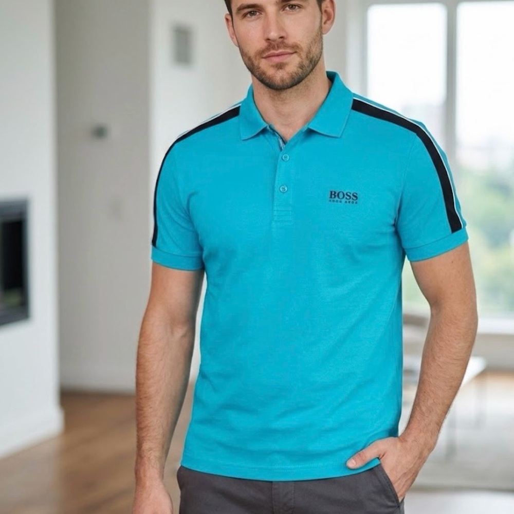 BOSS Men's Blue Polo Shirt